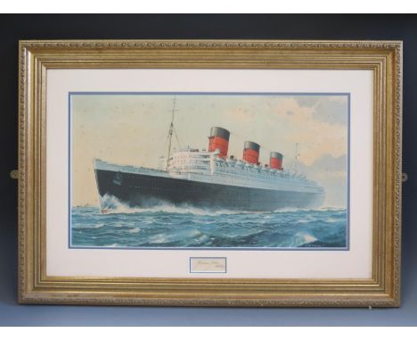 C.E. Turner, QUEEN MARY, print, signed J. Treasure Jones Captain, F &amp;G, 62x33.5cm 