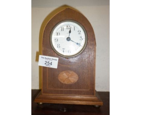 Edwardian inlaid small mantle clock