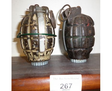 Two WW2 Mk I No. 36m 'Mills Bomb' grenades (inert)