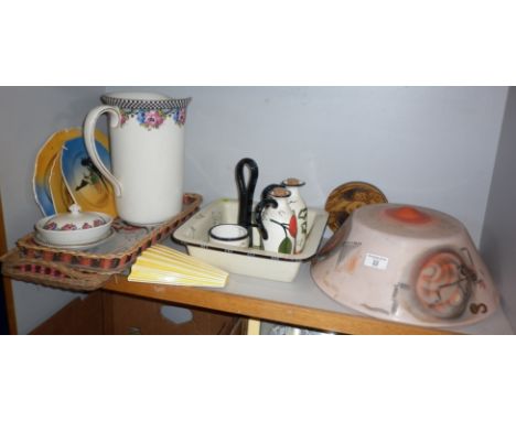 Art Deco glass lamp shade and other items