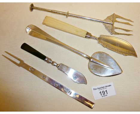 Francis Howard modernist Sterling silver pickle fork, continental silver mechanical serving fork, heavy Georgian silver butte