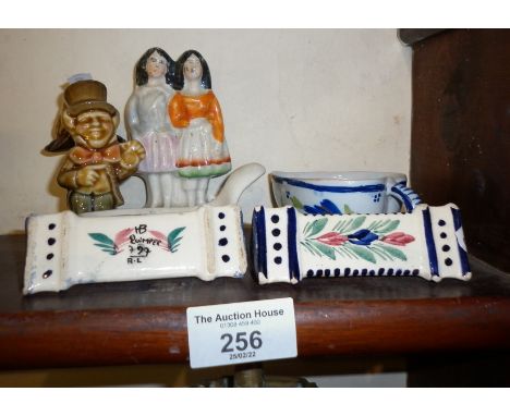 Staffordshire girl group, Quimper knife rests, Guinness advertising Wade Whimsies, etc.