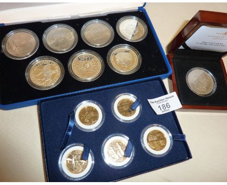 London Mint Office, Last Ever Morgan Dollar, 1921, gold plated Statehood Quarter Dollars Set, Five in box, and a complete col