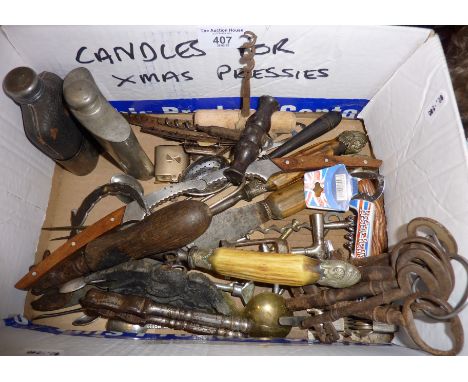 Old tools, corkscrews, keys, cutlery, etc.