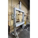 LARGE H-FRAME SHOP PRESS W/ HYDRAULIC PUMP, RESERVOIR AND 25 HP MOTOR, DISTANCE BETWEEN UPRIGHTS: