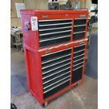 CRAFTSMAN TOP & BOTTOM TOOLBOX COMBO, ON CASTERS, EMPTY, BALL BEARING DRAWER GUIDES, W/ KEY