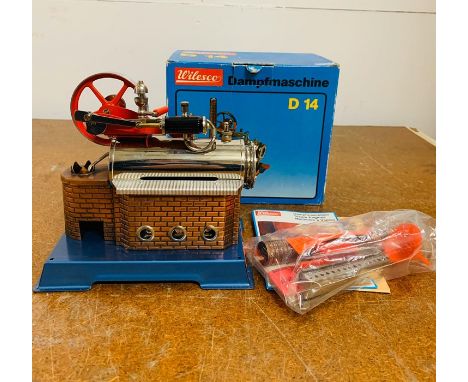 A  boxed Wilesco live steam vertical stationary engine D14