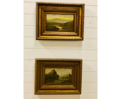 An interesting pair of framed oils on canvas of Malvern and Lynmouth signed with the initials J.B and framed by Wgross of Wor