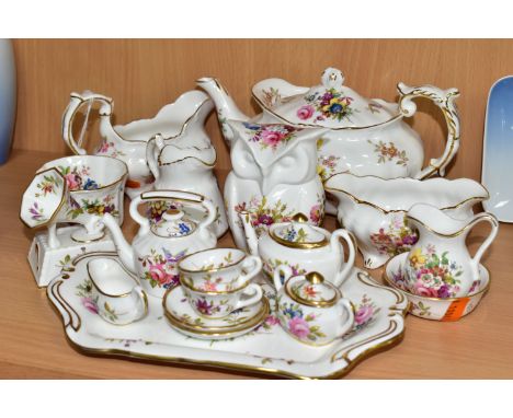 A COLLECTION OF HAMMERSLEY 'HOWARD SPRAYS' TEA AND GIFT WARES, comprising a teapot, a milk jug, a sugar bowl, a smaller cream