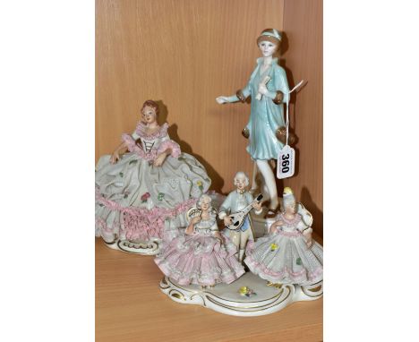 THREE FIGURINES/FIGURE GROUPS, comprising a limited edition Royal Worcester 'Margery' No 435/1929, height 23cm, together with