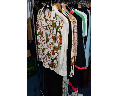 A GROUP OF 1970'S VINTAGE CLOTHING, to include a Robert Dorland sparkling black dress, a Polly Peck sparkling maxi dress, a J