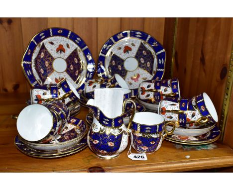 A LATE 19TH CENTURY IMARI PATTERN PART TEA SET, possibly Staffordshire Pottery, no backstamp or markings, comprising a milk j