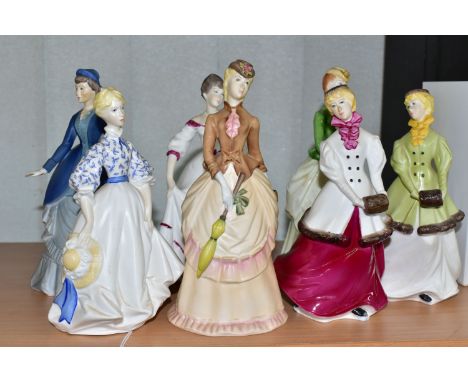 SEVEN ROYAL WORCESTER FIGURINES, comprising 'Coming Of Age' in matt glaze, height 20cm, 'Autumn Song'  in matt glaze, 'Mornin
