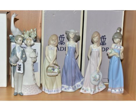 SIX LLADRO FIGURES, comprising a boxed Spring Token no 5604, sculptor Vicente Martinez, issued 1989 - 2005 (one flower petal 