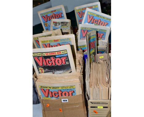 FOUR BOXES OF VINTAGE VICTOR COMICS, dates range from 1973 to 1985, approximately 250 editions, Condition Report: overall con