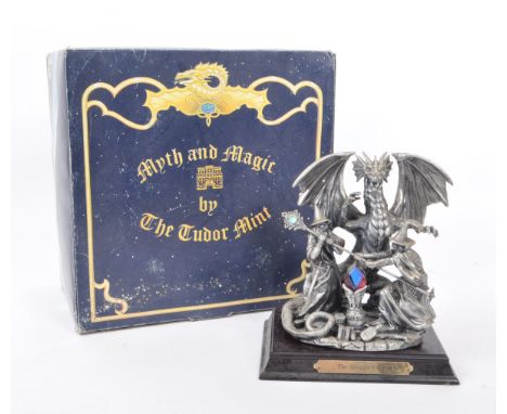 Myth &amp; Magic by The Tudor Mint - An early 21st century cast pewter statue dragon figurine, titled 'The Struggle For Power