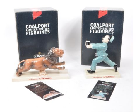 Guinness - Coalport - Two vintage Coalport for Guinness limited edition porcelain figures. One figure in the form of a Lion (