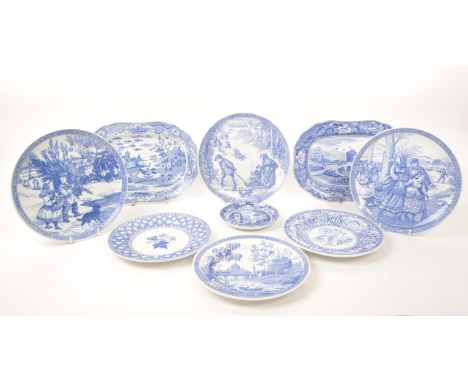 Spode - A collection of late 20th-century blue and white ceramic plates, to include: 'Gothic Castle' and 'Lucano' from the Sp