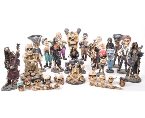 A large collection of 21st century skeleton resin / plastic figures, to include: bobble head skeletons by Alator Giftware, a 