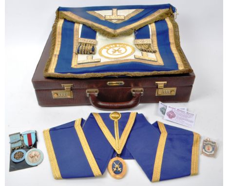 A collection of vintage 20th-century masonic items, relating to Bristol. All housed within a briefcase, containing a dress ap