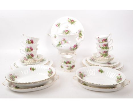 Royal Albert - Highland Thistle - A collection of vintage 1960s bone china tea service pieces. To include: a teapot, six side