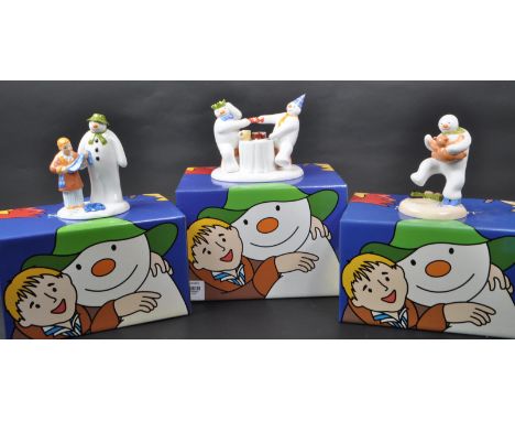 Coalport Characters - The Snowman - Three 21st-century limited edition ceramic figurines, comprising of, 'The Gift', 'Dancing