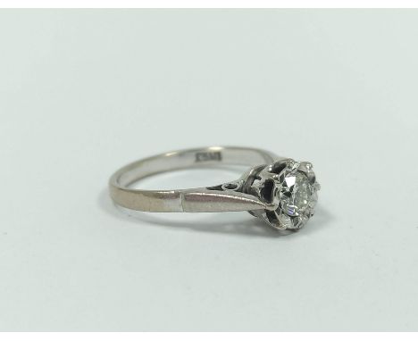 Diamond solitaire ring with brilliant, approximately .3ct, in white gold, '18ct', size 'K'. 