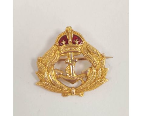 9ct gold and enamel Navy anchor brooch, by Deakin &amp; Francis, 3.6g.