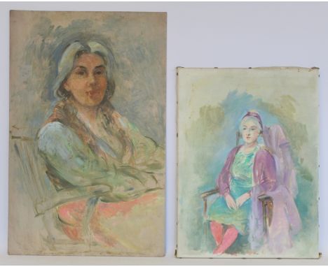 Stella Steyn (Irish 1907-1987) Self portrait Oil on board, unframed 79cm x 51cm Numbered SP17, 26/21 verso also, A portrait o