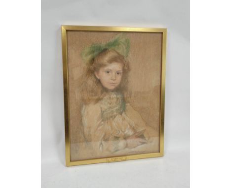 British School Portrait Of Jean Friend Aged 6, 1909, seated in half length Pastel, signed indistinctly and dated 1945 59.5cm 