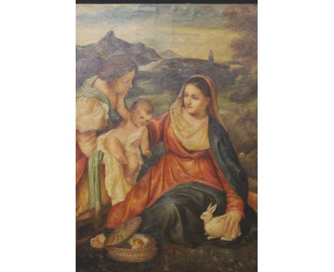 From Titian, The Madonna of the Rabbit, oil on canvas, early 20th century, unframed. Indicative shipping costs in Italy: 100€
