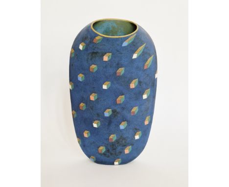 Elizabeth Fritsch (1940) stoneware vase, oval, &lsquo;Blown Away, Moon Pocket Vase&rsquo;, 28cm high&nbsp;

From the collecti