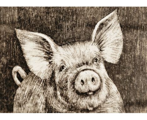 Nicolette Savage&nbsp;
Etching
"Pigwig", signed in pencil lower right and numbered 45/150, 10cm x 13cm&nbsp;
P Thomas
Black a