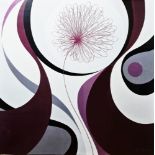 WITHDRAWN - H Jouas  Colour print  Flowerhead on stem in 1960's Pop Art style, 46cm square, framed