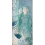 Lionel Bulmer (1919-1992) Oil on canvas board  "Girls at the Shop Window", with Messum's