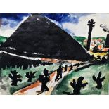 Josef Herman (1911-2000) Watercolour on paper “On the Road”, Albany Gallery label and with copy of