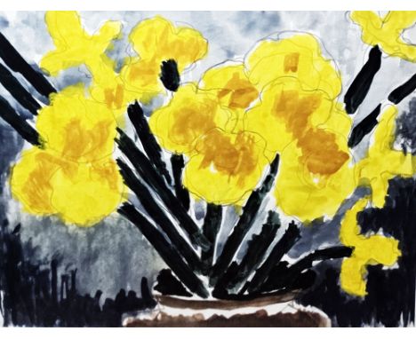 Josef Herman (1911-2000)
&ldquo;Daffodils&rdquo;, Albany Gallery label, 20cm x 25cm

From the collection of the late Maurice 