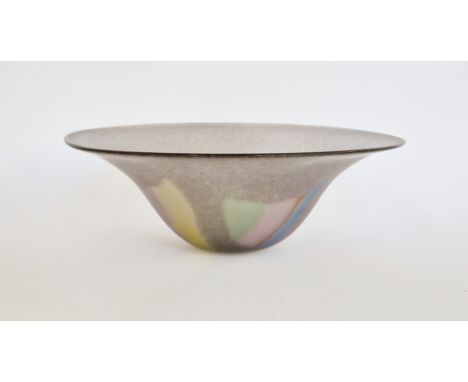 Pauline Solven studio glass bowl with mottled and patchwork design, signed to underside, 30cm diameter&nbsp;

From the collec