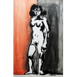 Josef Herman (1911-2000) Watercolour on paper “Standing female nude”, with Flowers East gallery
