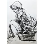 Paula Rego RA (1935-2022, British/Portuguese)  Lithograph  "Jane Eyre", woman seated on step, signed