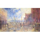 Michael Heseltine (b.1961) Oil on canvas Impressionist scene of St Marks Square, Venice, signed