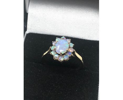 9ct Gold Opal Floral Cluster Ring (2.1g) 