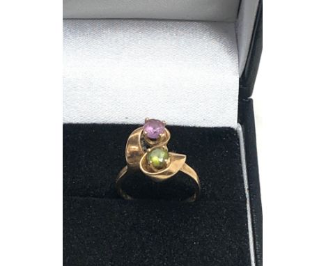 14ct gold sapphire &amp; emerald ring (2.5g) 