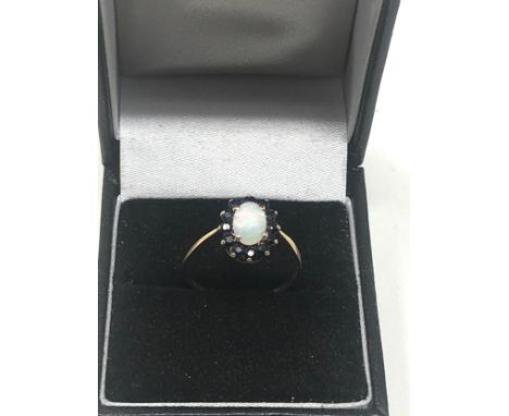 9ct Gold Sapphire &amp; Opal Dress Ring (1.4g) 