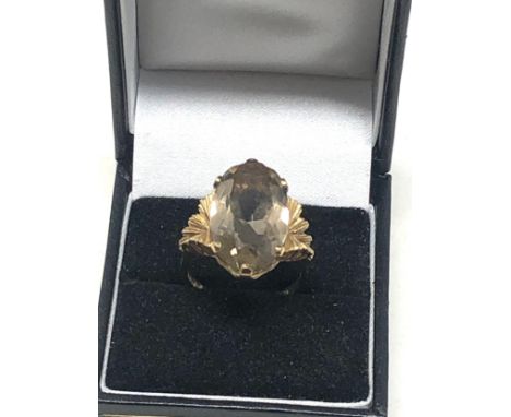 9ct gold vintage smoky quartz ring (6.7g) 