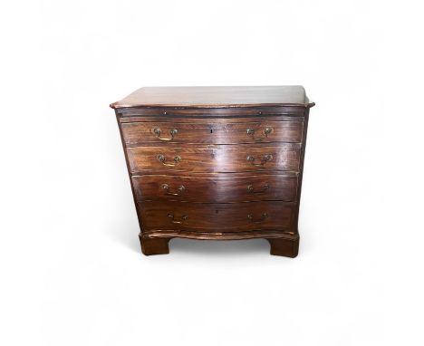 A George III mahogany, strung and crossbanded serpentine chest of drawers, in the manner of Thomas Chippendale  87cm wide x 5