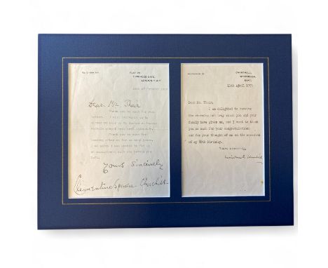Two signed typed letters. Both to Mr Thair from Constantine Spencer Churchill  and Winston Churchill. Both letters are typed.