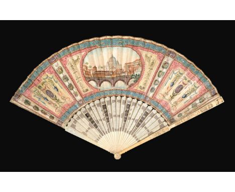 The Grand Tour: A Third Quarter 18th Century Ivory Fan, of the Grand Tour Period, the monture of ivory in the Chinese export 