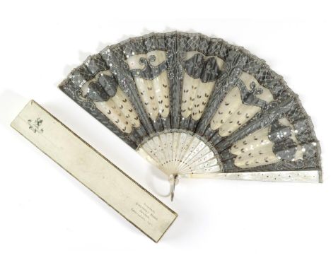 Coronation of King George V and Queen Mary, June 22nd 1911: A Dainty Sequin Fan, the monture of white mother of pearl, lightl