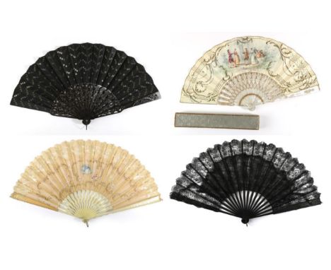 An Elegant Early 20th Century Fan, the monture of white mother-of-pearl carved and pierced, silvered and gilded, the cream le